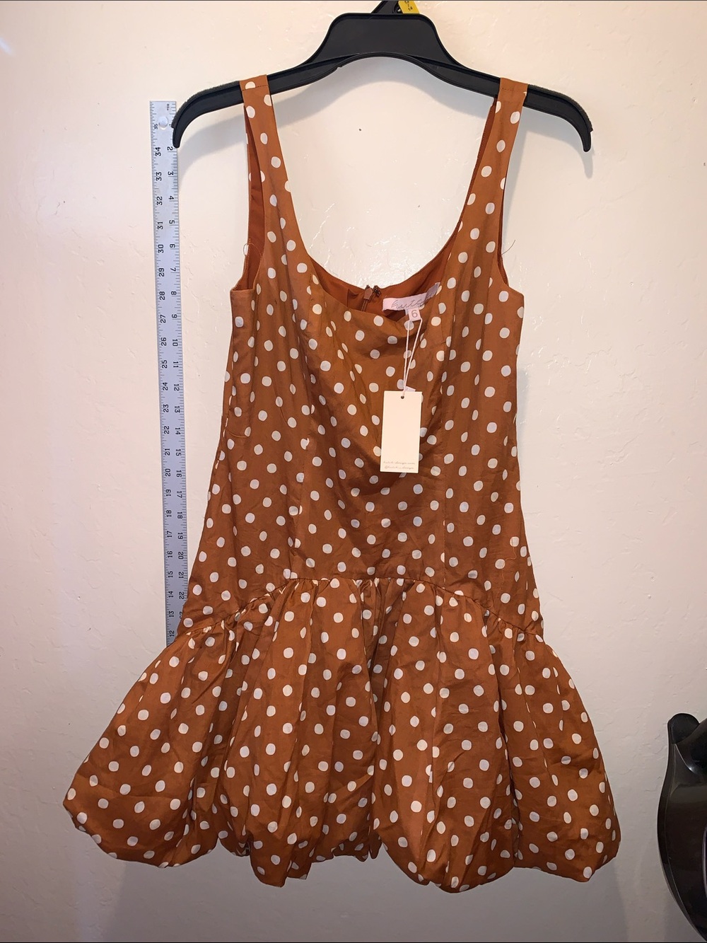 Hutch Rust Polka Dot Bubble Hem Mini Dress